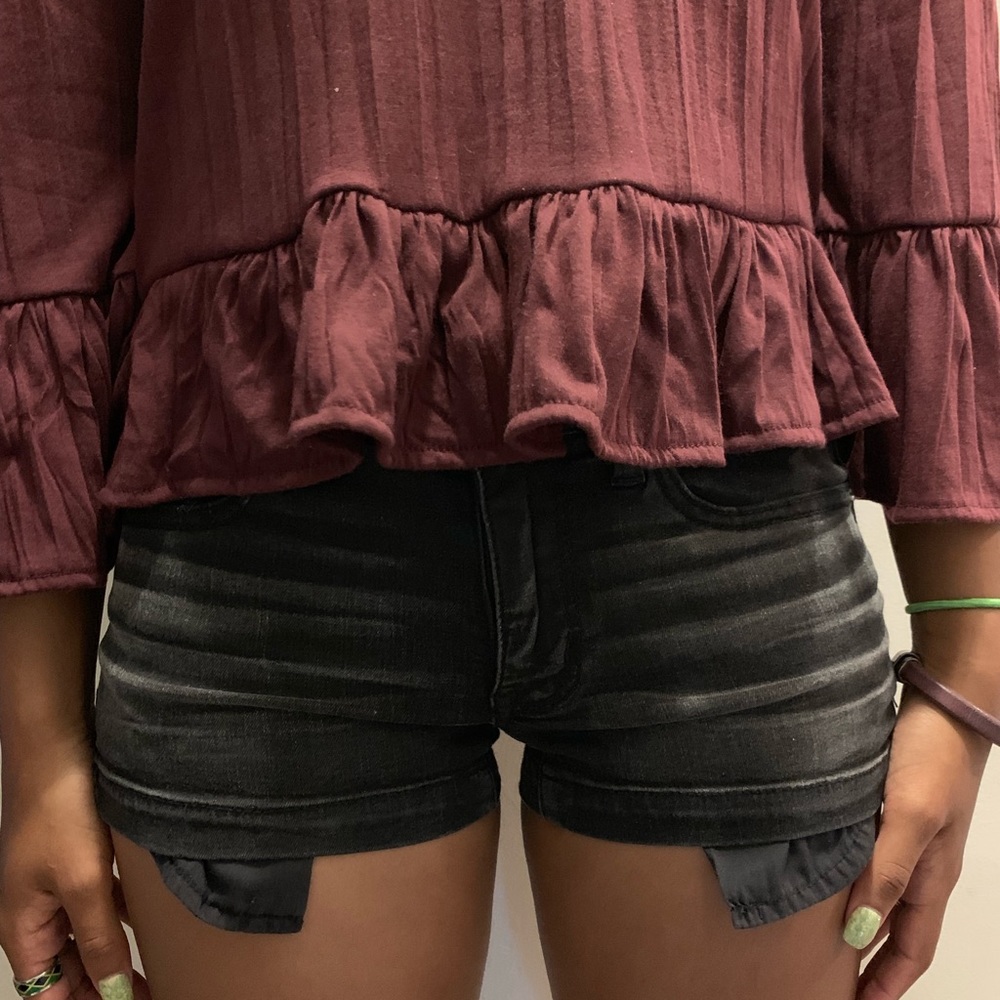 Distressed Black American Eagle Shorts